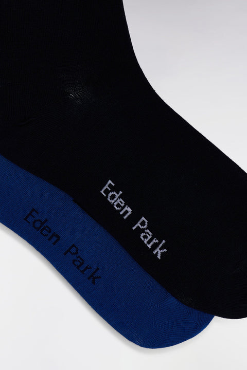 Lot de 2 paires de chaussettes en coton stretch mélangé bleues et marine - Image 2