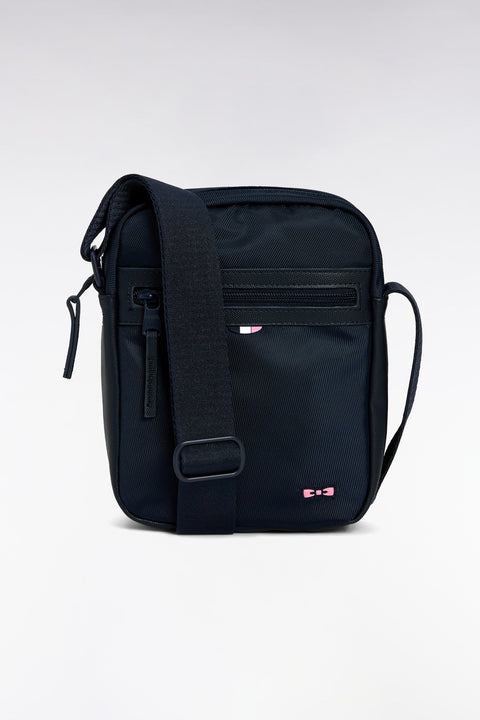Sac besace toile et cuir noir - Image 1