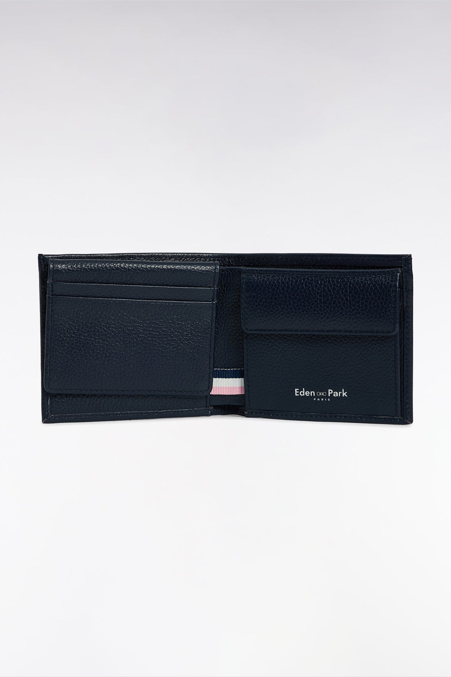 Portefeuille format italien en cuir grainé marine