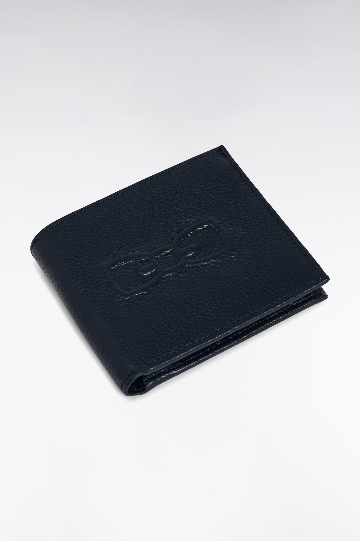 Portefeuille format italien en cuir grainé marine
