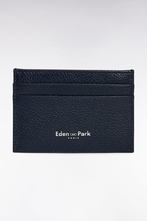 Porte-cartes en cuir grainé marine - Image 1