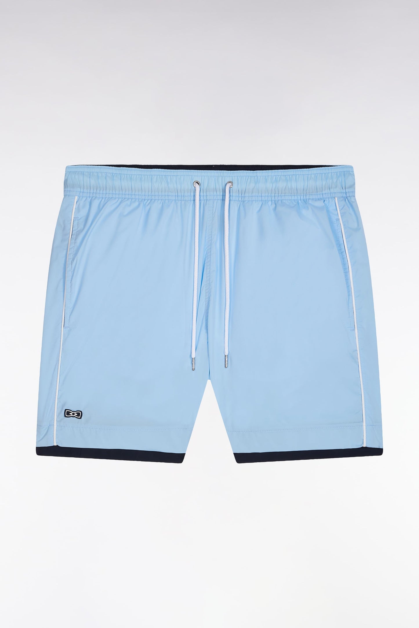 Maillot de bain ciel à passepoil blanc