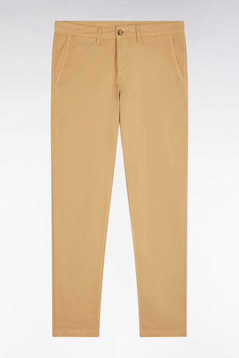 Pantalon chino sans plis en coton stretch camel coupe droite - Image 2