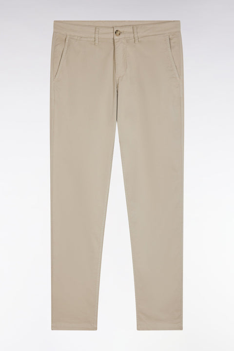 Pantalon chino sans plis en coton stretch beige coupe droite - Image 2