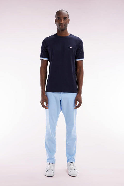 Pantalon chino sans plis en coton stretch gris clair coupe droite - Image 1