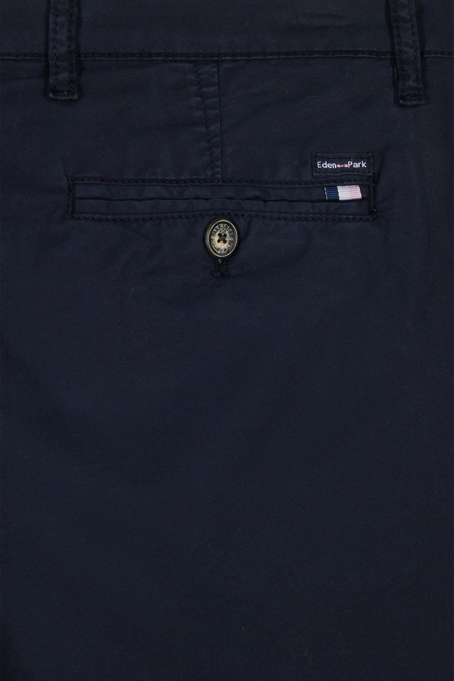 Pantalon chino sans plis en coton stretch marine coupe droite