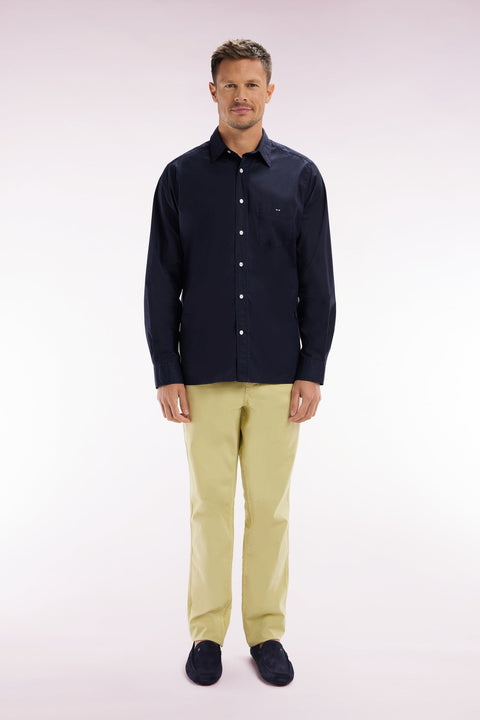 Pantalon chino sans plis en coton stretch ivoire coupe droite - Image 1