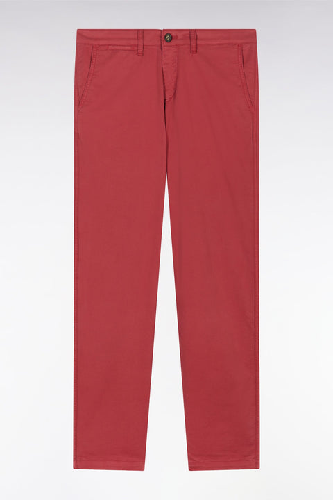 Pantalon chino sans plis en coton stretch rouge coupe droite - Image 2