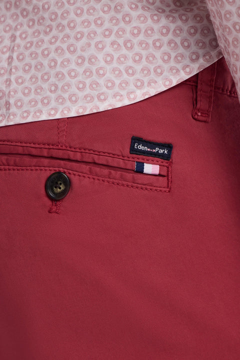 Pantalon chino sans plis en coton stretch rouge coupe droite - Image 3