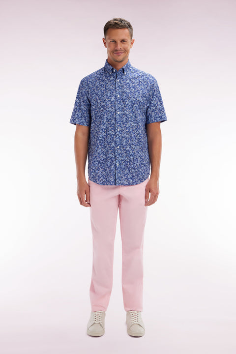Pantalon chino sans plis en coton stretch rose coupe droite - Image 1