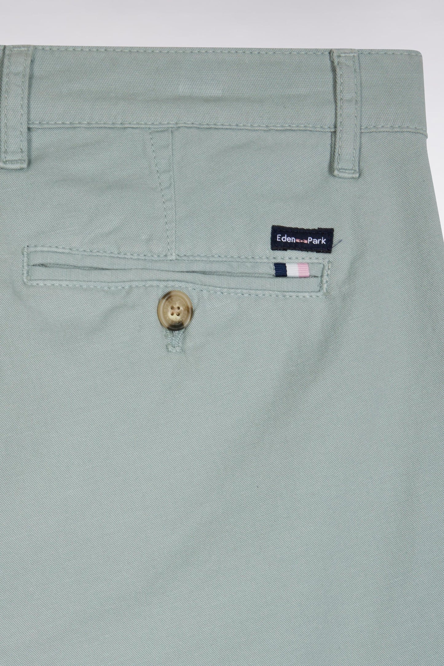 Pantalon chino sans pli en coton et lin stretch gris moyen coupe droite