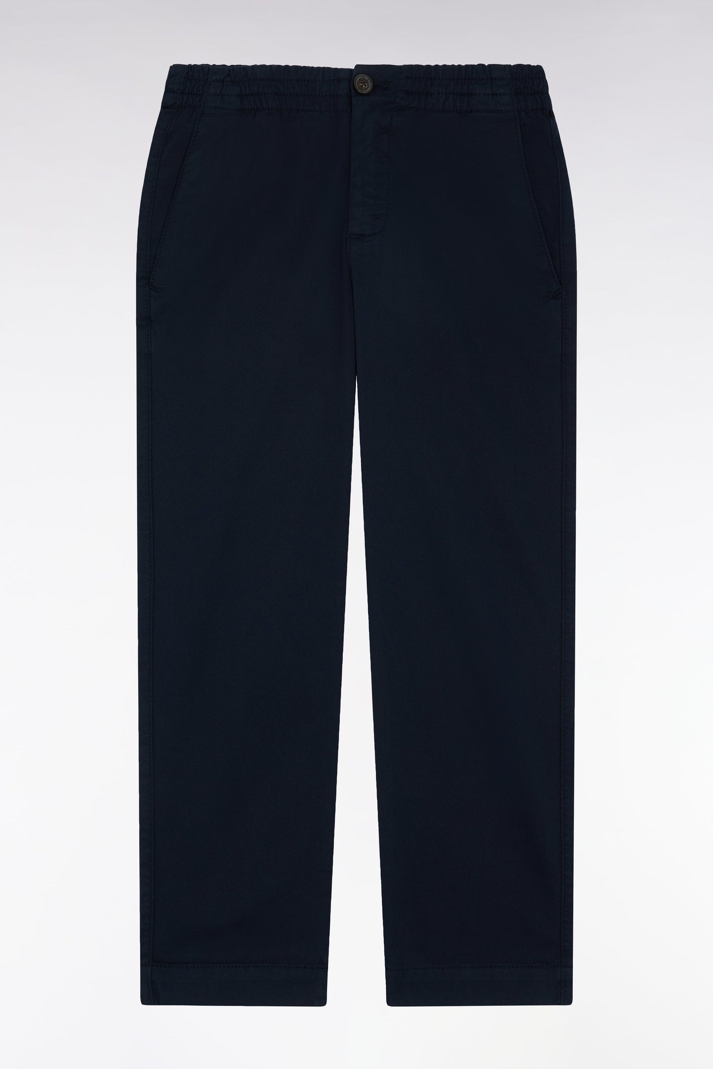Pantalon chino sans plis en coton stretch marine coupe droite