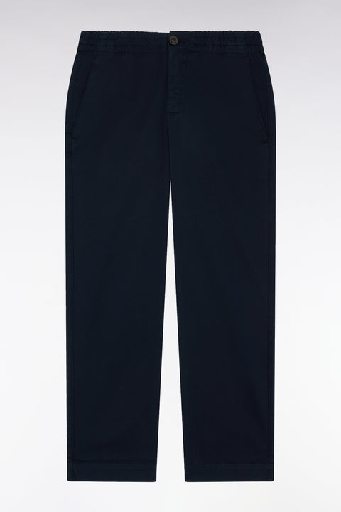 Pantalon chino sans plis en coton stretch marine coupe droite - Image 1