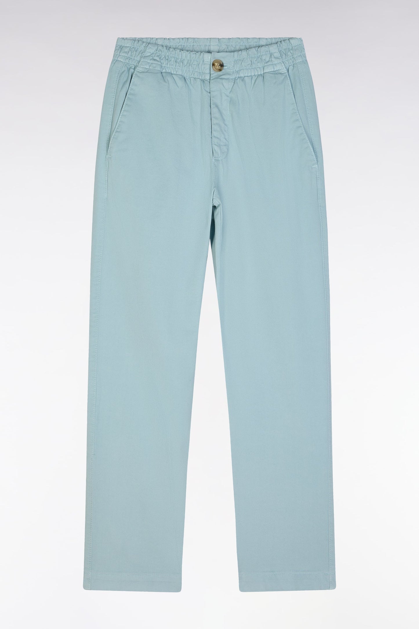 Pantalon chino sans plis en coton stretch vert d'eau coupe droite