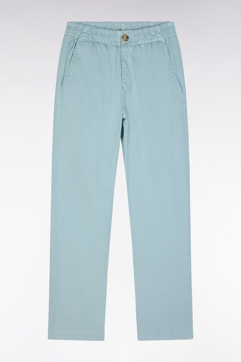 Pantalon chino sans plis en coton stretch vert d'eau coupe droite - Image 1