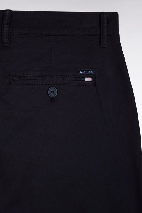 Pantalon chino à plis en coton stretch marine coupe droite - Image 2