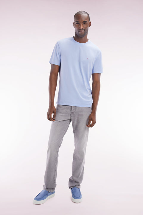 Jean 5 poches en denim stretch gris clair stone bleach coupe droite - Image 2