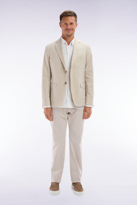 Jean 5 poches en denim stretch beige coupe droite - Image 1