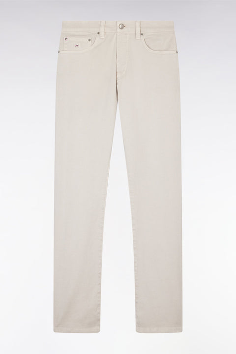 Jean 5 poches en denim stretch beige coupe droite - Image 2