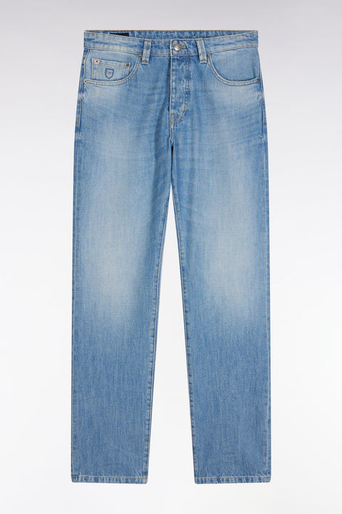 Jean 5 poches en denim bleu délavage stone bleach coupe Comfort - Image 2