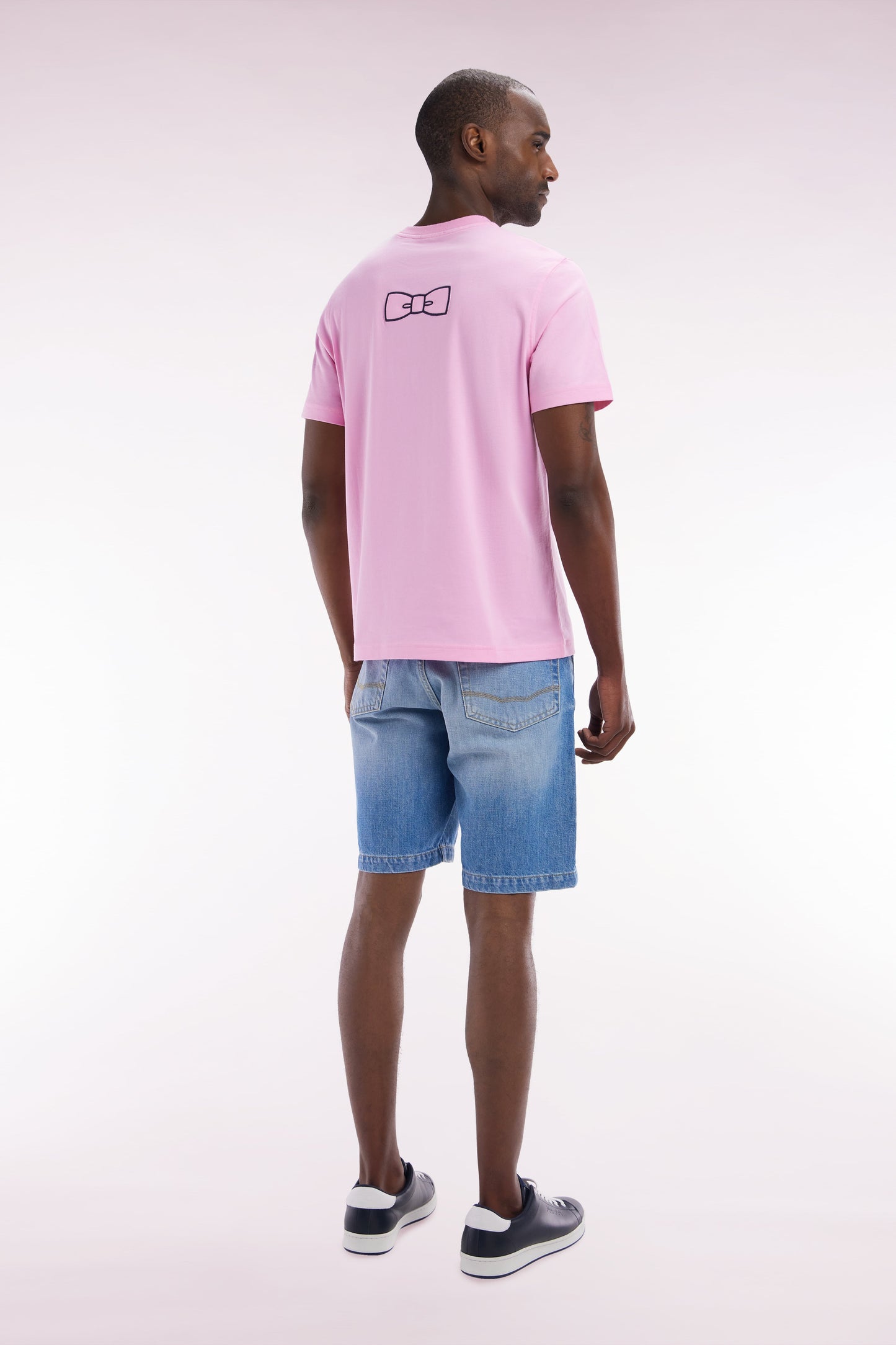 Bermuda 5 poches en denim bleu délavage stone bleach coupe Regular