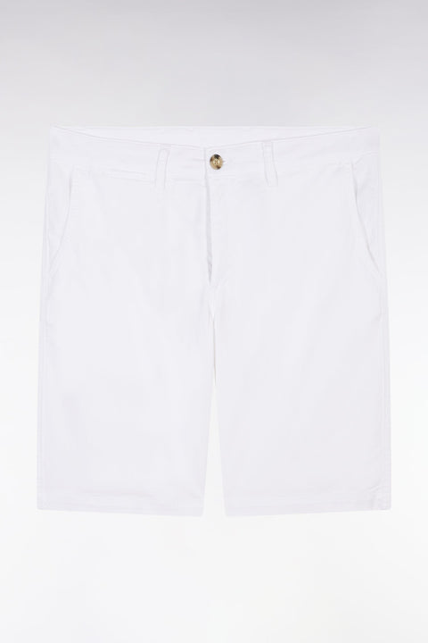 Bermuda chino en coton stretch blanc coupe droite - Image 2