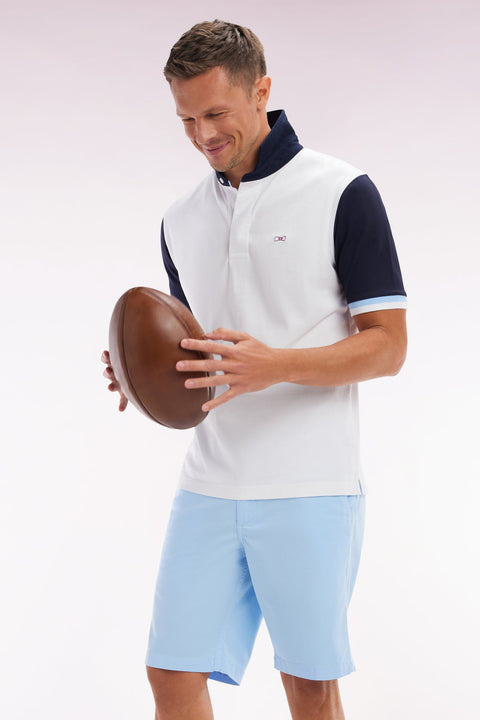 Bermuda chino en coton stretch bleu ciel coupe droite - Image 3