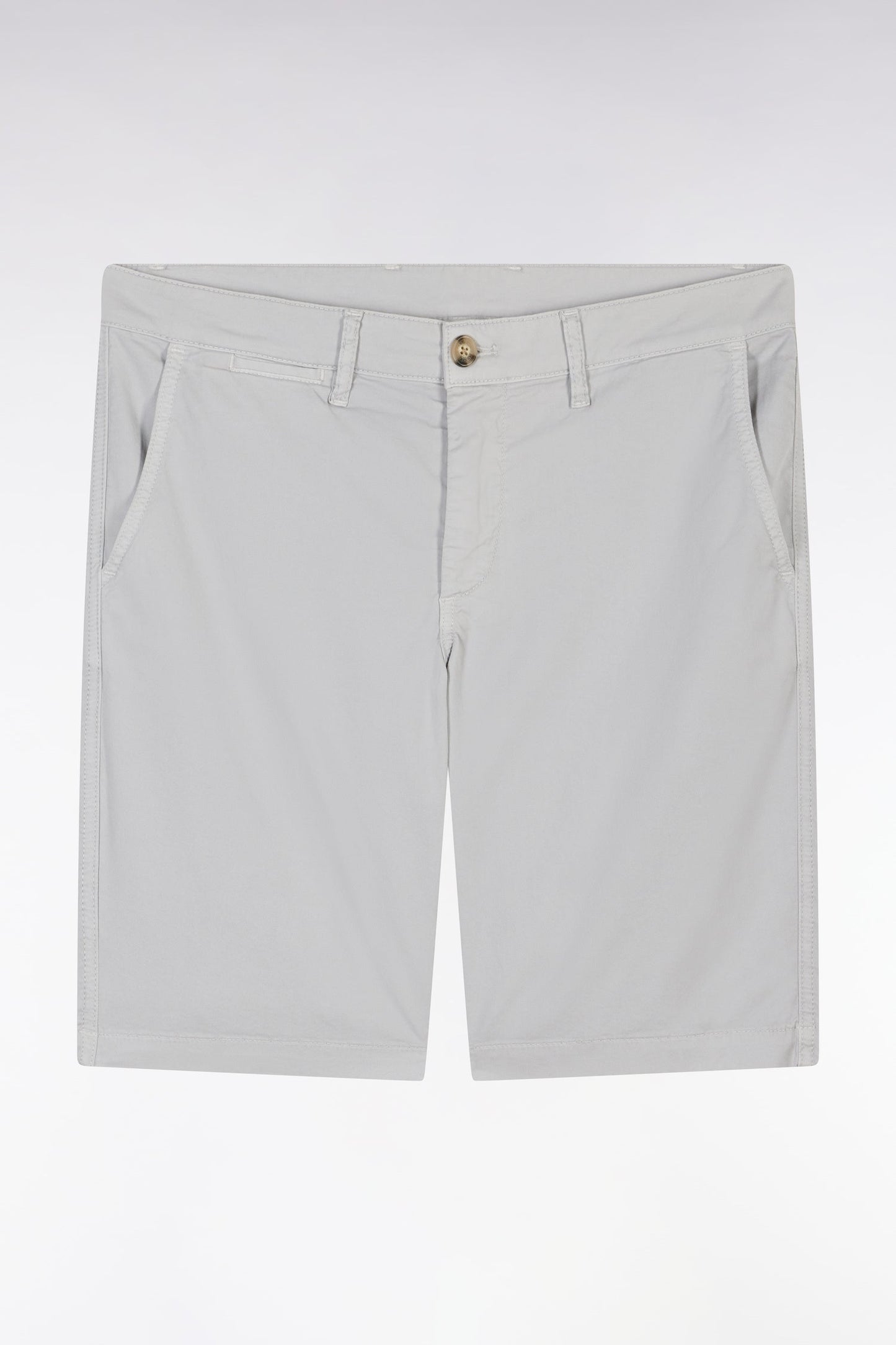 Bermuda chino en coton stretch gris coupe droite