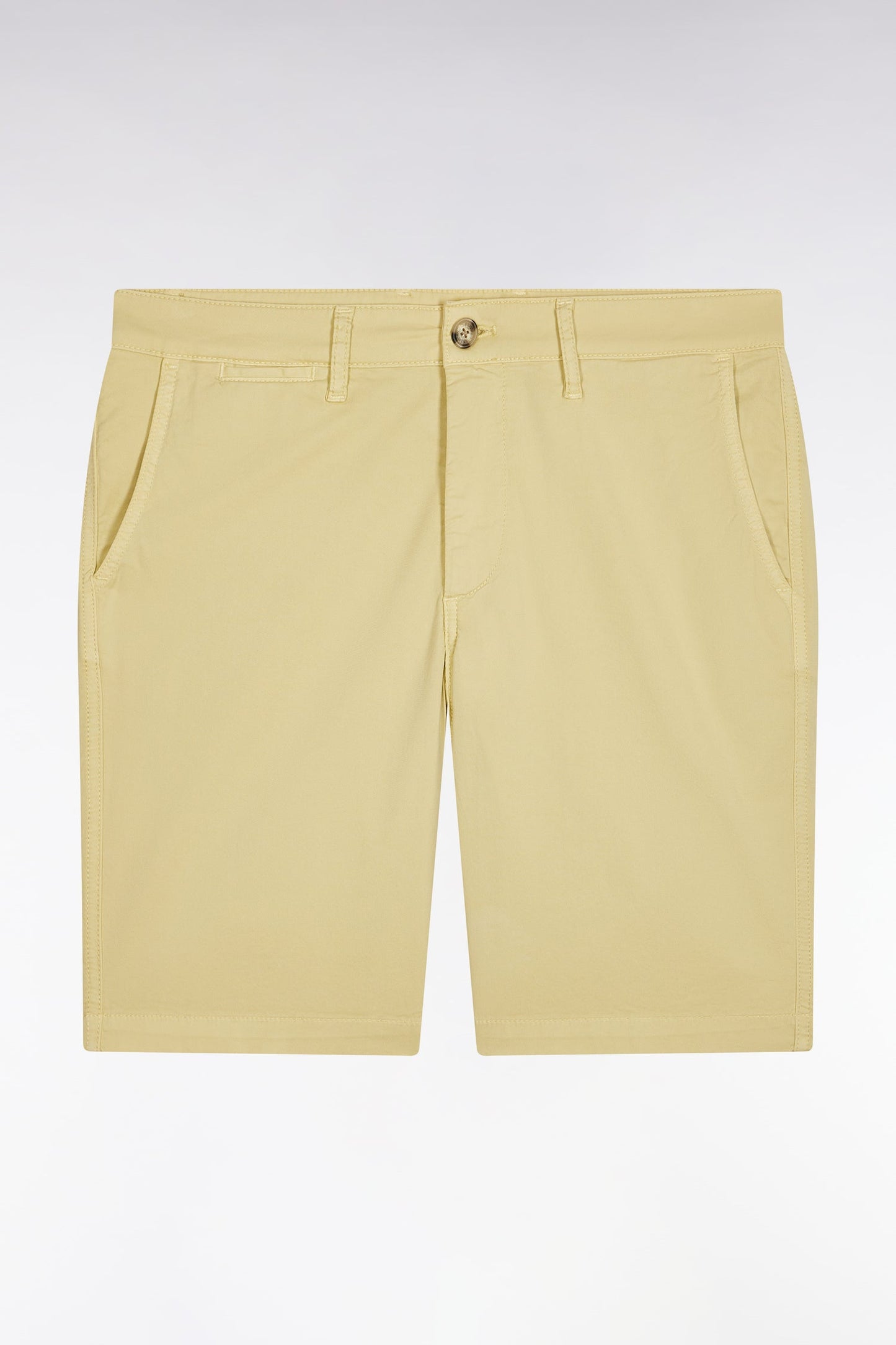 Bermuda chino en coton stretch ivoire coupe droite