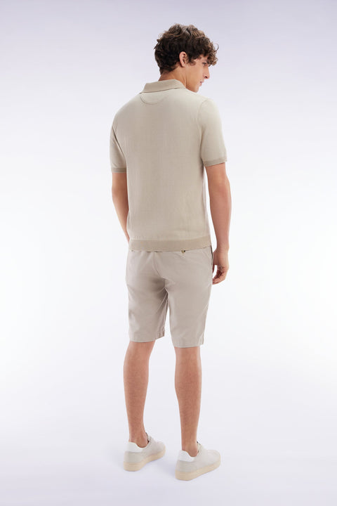 Bermuda en lyocell et coton stretch beige coupe droite - Image 3
