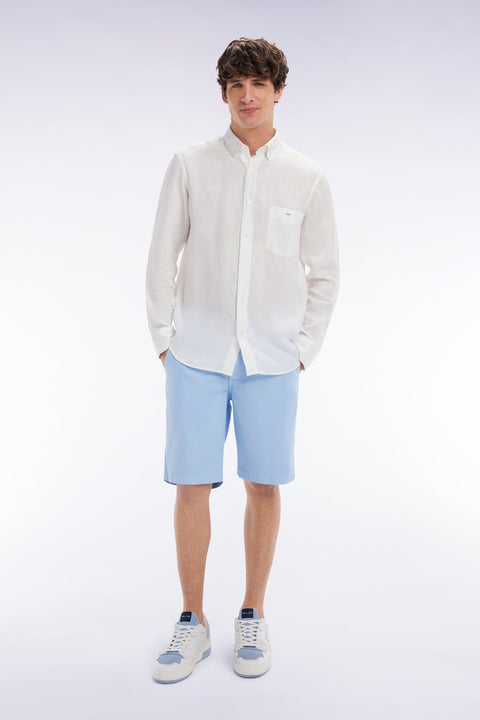 Bermuda en lyocell et coton stretch gris clair coupe droite - Image 3