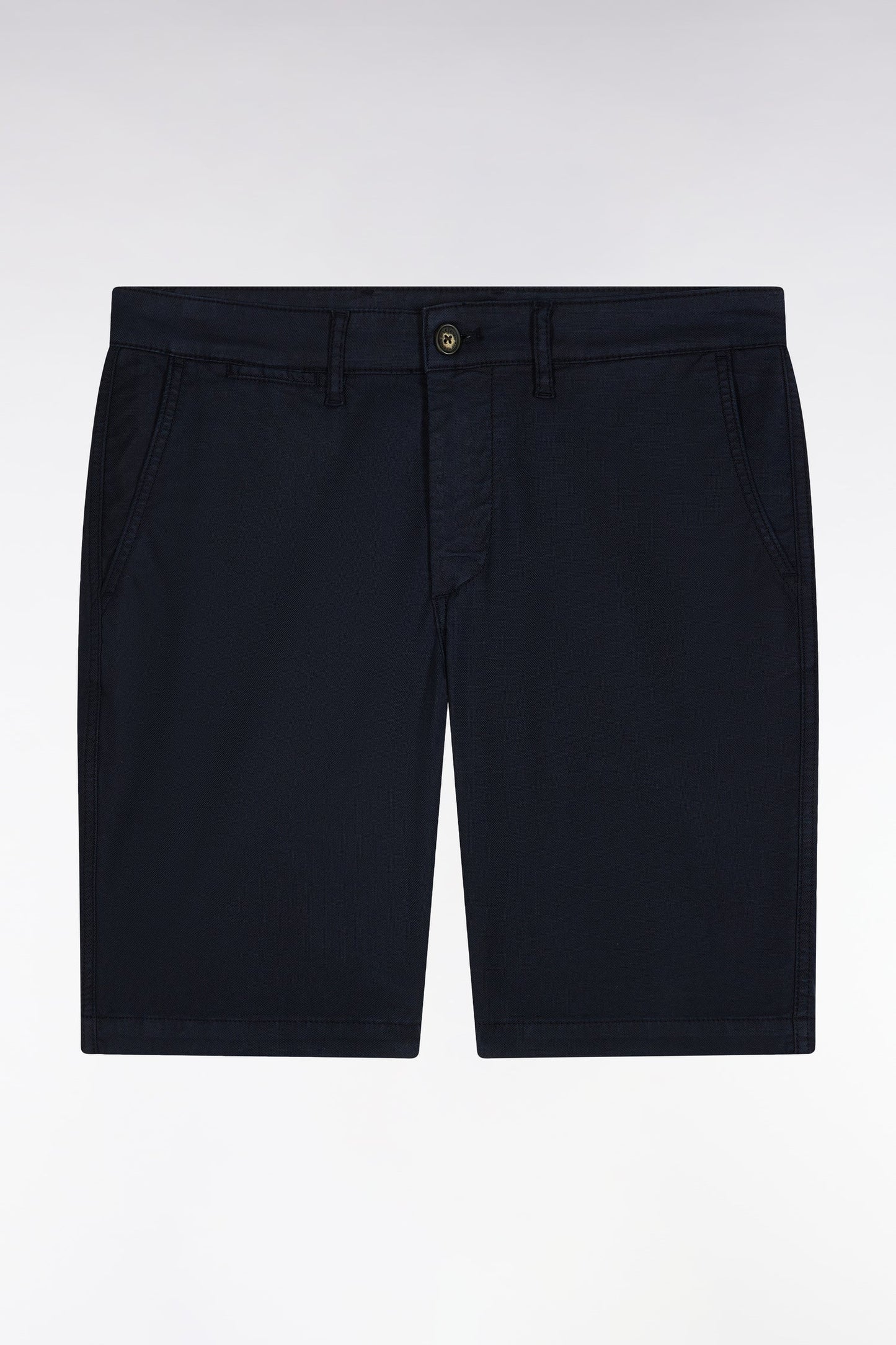 Bermuda en lyocell et coton stretch marine coupe droite