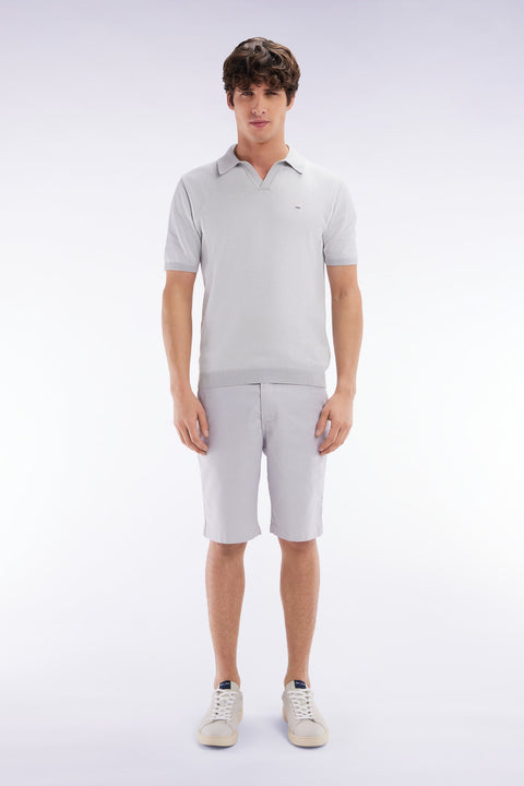 Bermuda en lyocell et coton stretch gris moyen coupe droite - Image 1