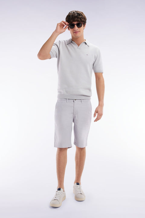 Bermuda en lyocell et coton stretch gris moyen coupe droite - Image 3