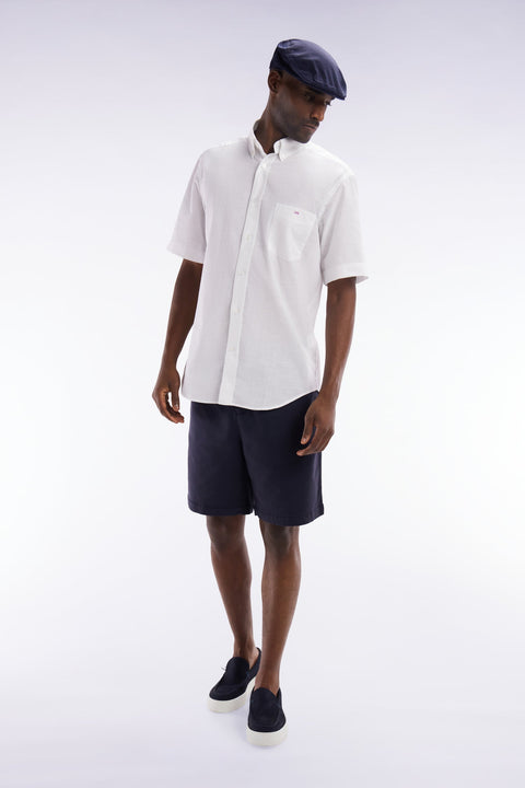 Bermuda à taille élastiquée en lyocell et coton stretch marine - Image 2
