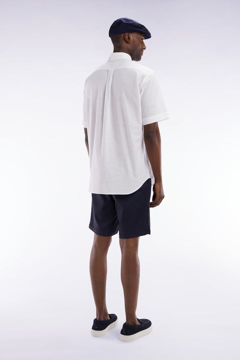 Bermuda à taille élastiquée en lyocell et coton stretch marine - Image 3