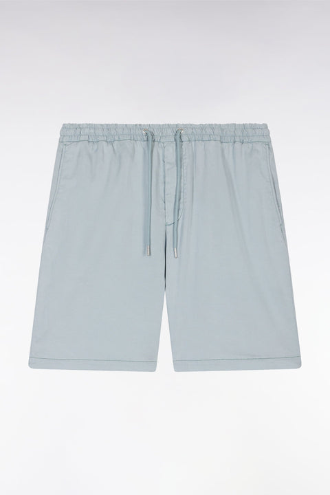 Bermuda à taille élastiquée en lyocell et coton stretch gris moyen - Image 2