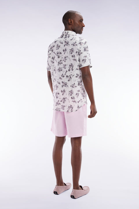 Bermuda à taille élastiquée en lyocell et coton stretch rose - Image 3