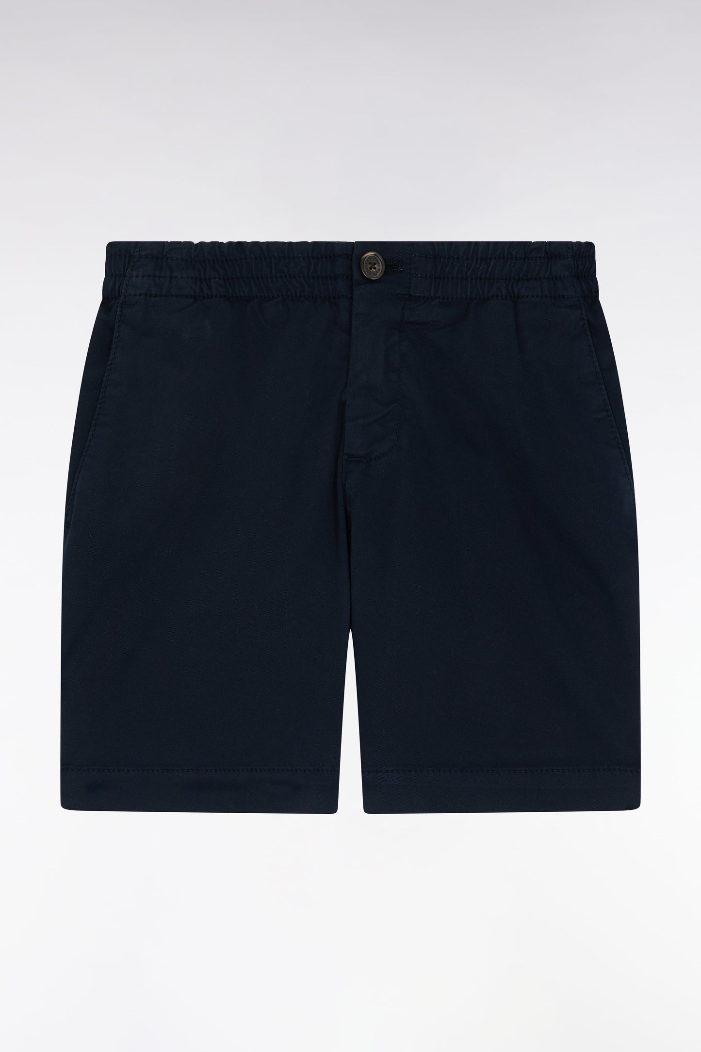 Bermuda en coton stretch taille élastiquée marine coupe droite