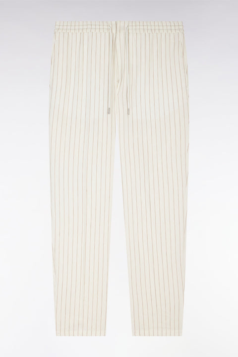 Pantalon à taille élastique à rayures tennis écru - Image 2