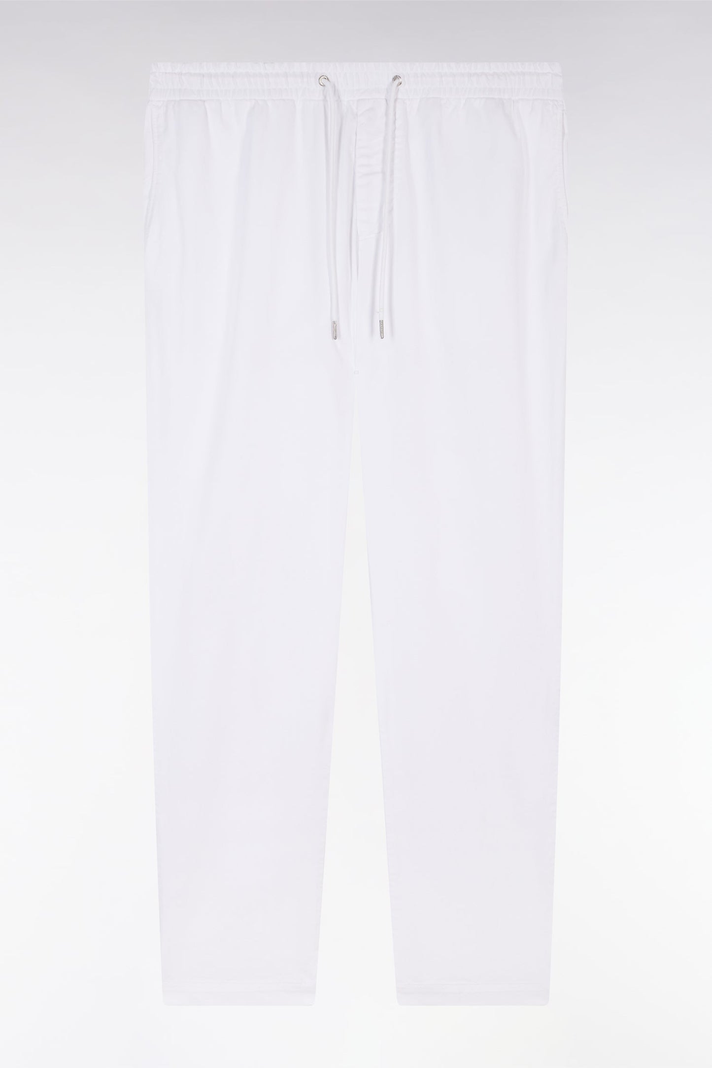 Pantalon chino à taille élastique en coton et lyocell stretch blanc