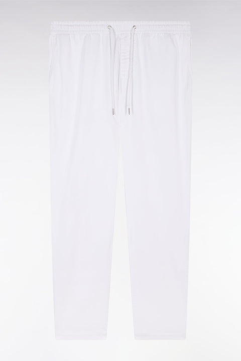 Pantalon chino à taille élastique en coton et lyocell stretch blanc - Image 1