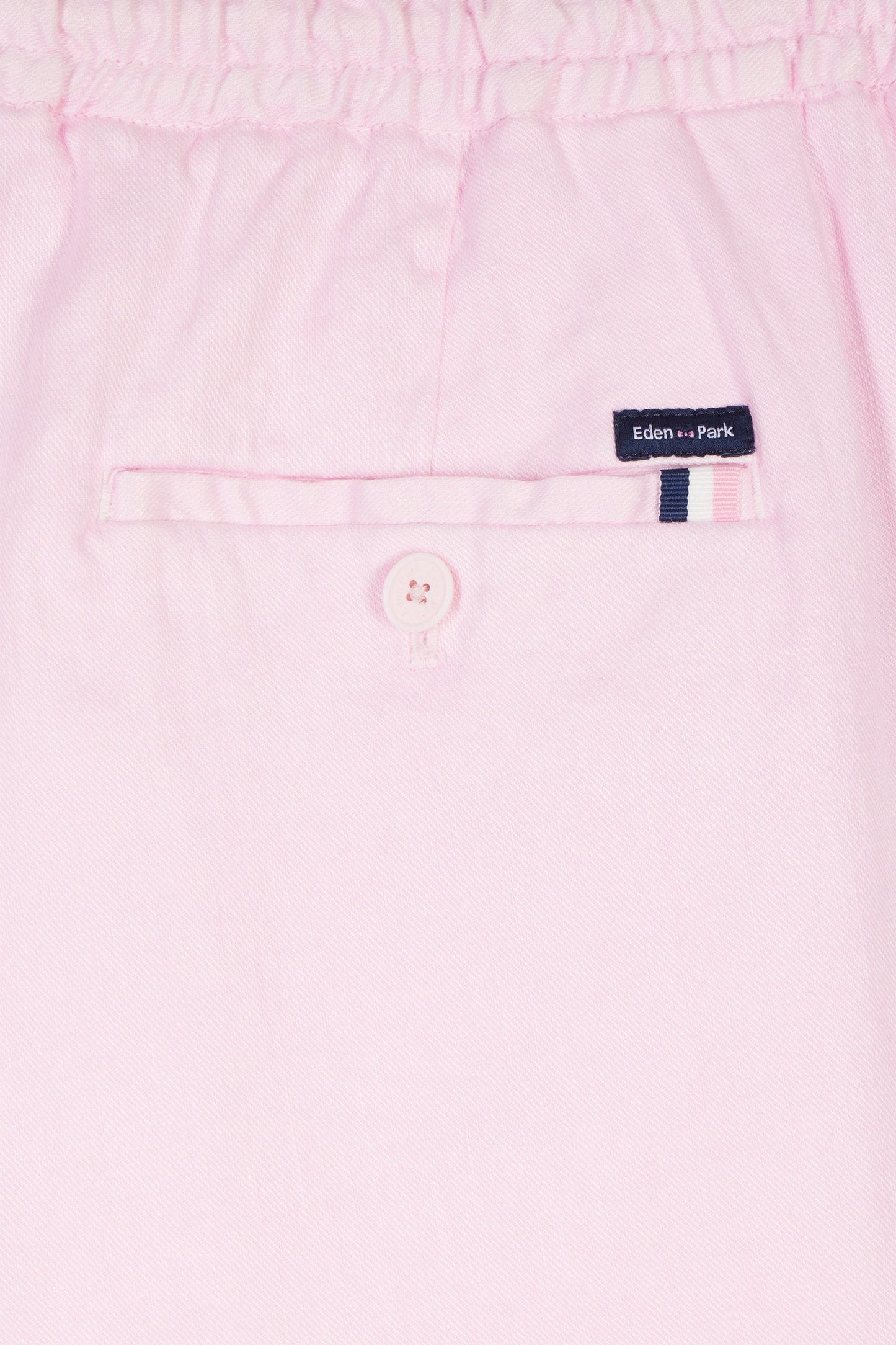 Pantalon fluide à taille élastique en lin et coton stretch rose