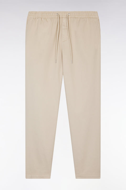Pantalon à taille élastique en coton stretch coupe Modern beige - Image 2