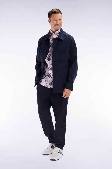 Pantalon à taille élastique en coton stretch coupe Modern marine - Image 2