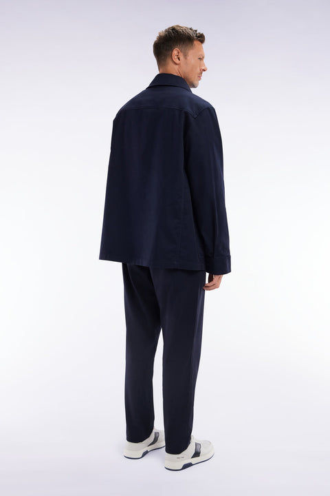 Pantalon à taille élastique en coton stretch coupe Modern marine - Image 3