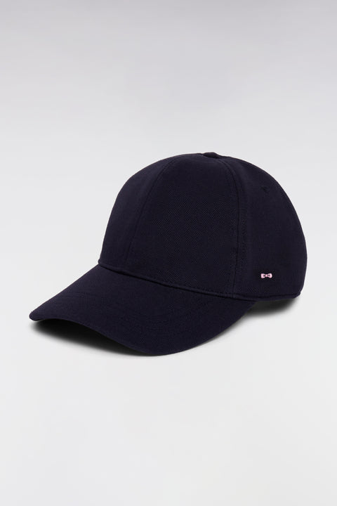 Casquette unie en piqué coton marine broderie nœud papillon - Image 1