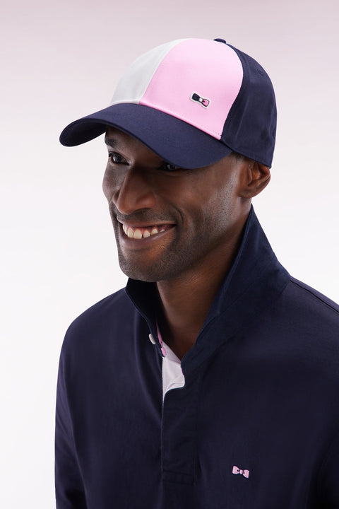 Casquette tricolore en twill de coton rose - Image 1