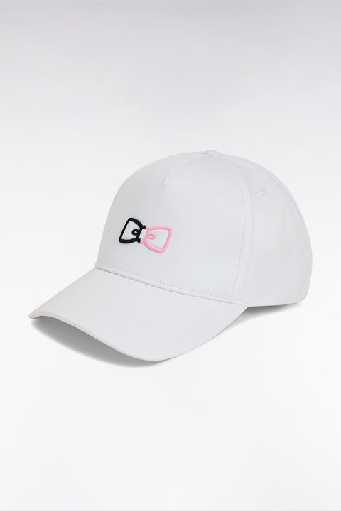 Casquette unie en twill de coton blanc broderies bicolores - Image 2