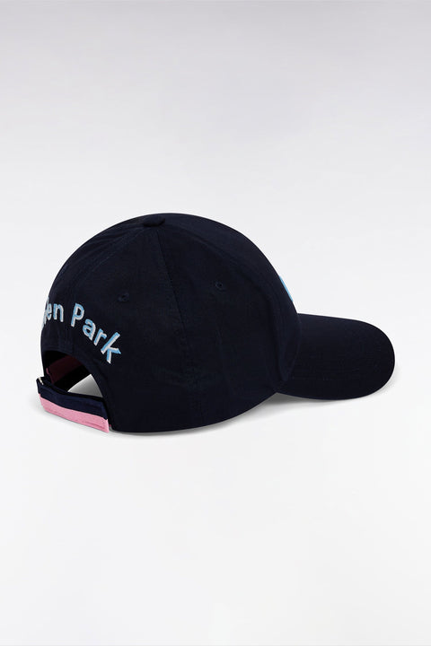 Casquette unie en twill de coton marine broderies bicolores - Image 3